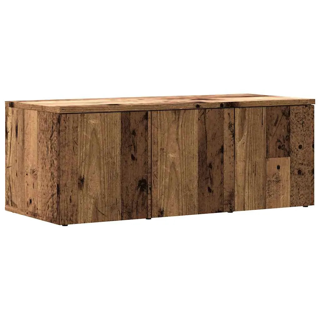 Meuble TV Effet Vieux Bois - Longueur 80 cm-Mon Meuble TV-noir brillant-1-2