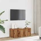 Meuble TV Effet Vieux Bois - Longueur 80 cm-Mon Meuble TV-noir brillant-1-3