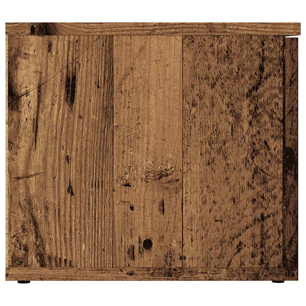 Meuble TV Effet Vieux Bois - Longueur 80 cm-Mon Meuble TV-noir brillant-1-5