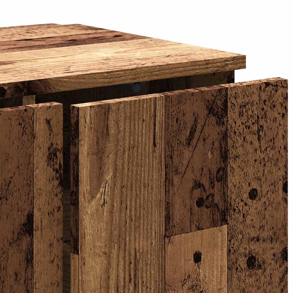 Meuble TV Effet Vieux Bois - Longueur 80 cm-Mon Meuble TV-noir brillant-1-7