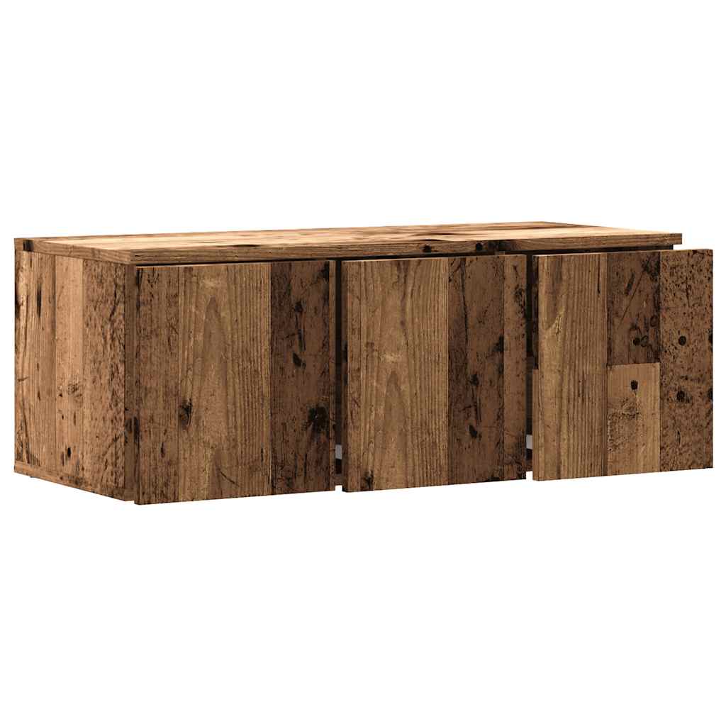 Meuble TV Effet Vieux Bois - Longueur 80 cm-Mon Meuble TV-noir brillant-1-9