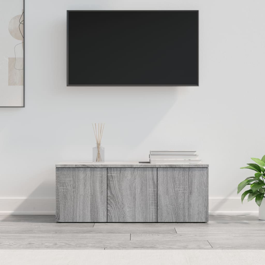 Meuble TV Effet Vieux Bois - Longueur 80 cm-Mon Meuble TV-Sonoma gris-1-17