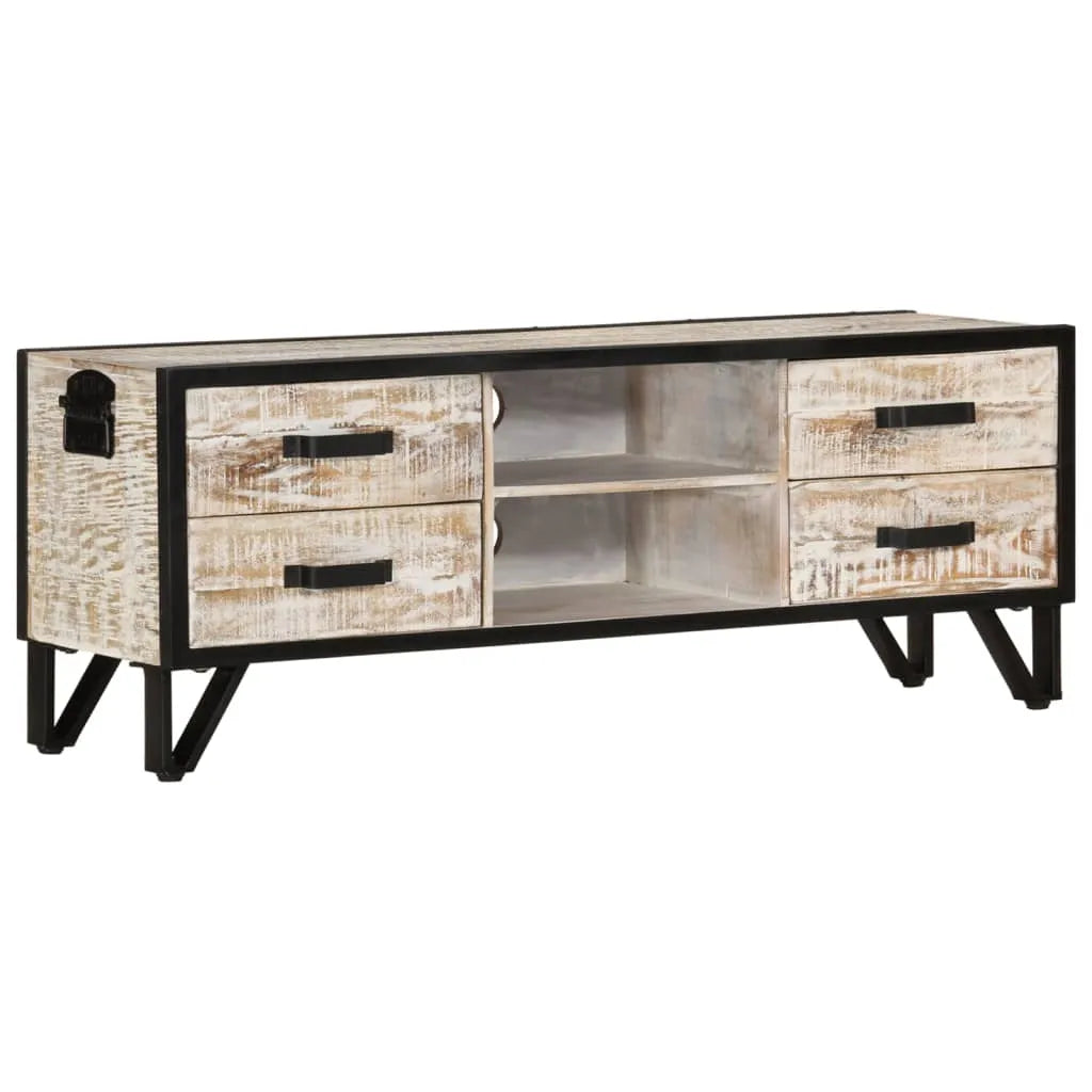 Meuble TV en Acacia Blanchi - 110 cm-Mon Meuble TV-1