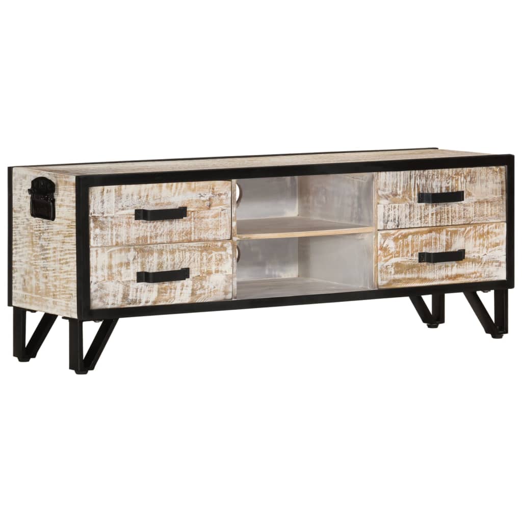 Meuble TV en Acacia Blanchi - 110 cm-Mon Meuble TV-10