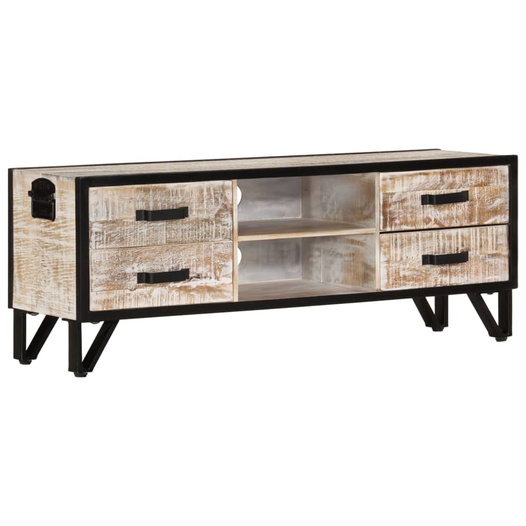 Meuble TV en Acacia Blanchi - 110 cm-Mon Meuble TV-11