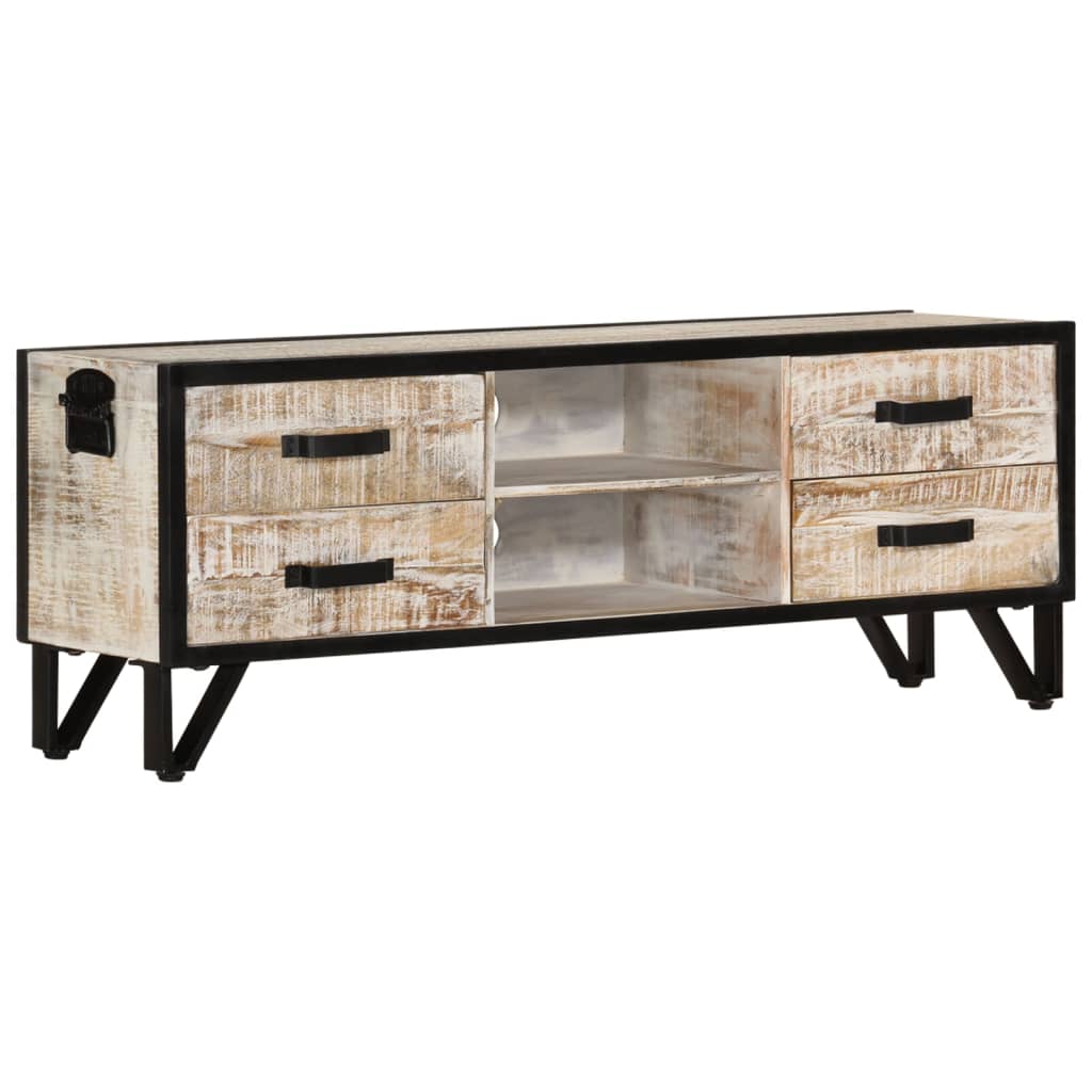 Meuble TV en Acacia Blanchi - 110 cm-Mon Meuble TV-12