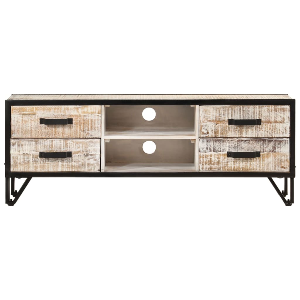 Meuble TV en Acacia Blanchi - 110 cm-Mon Meuble TV-2