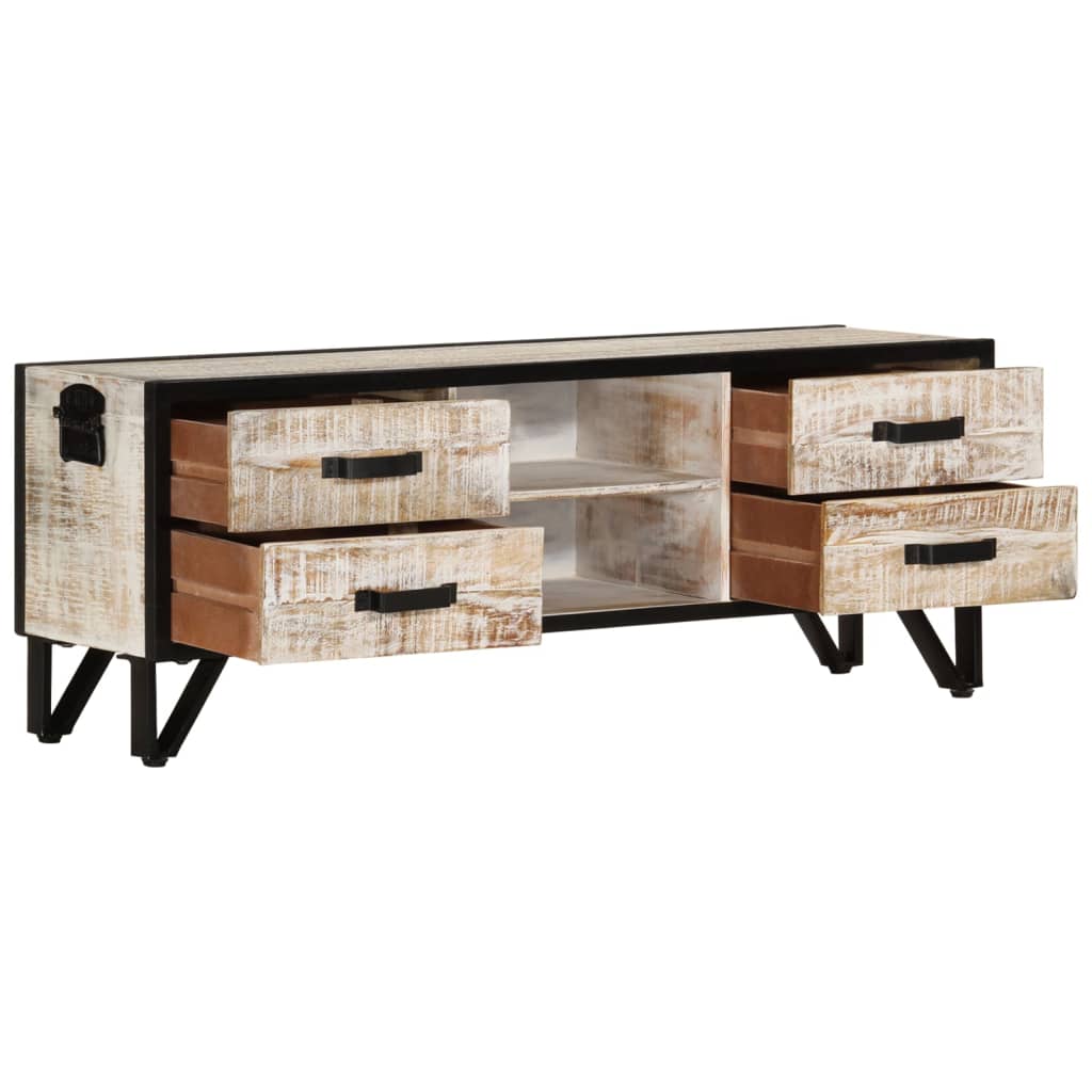 Meuble TV en Acacia Blanchi - 110 cm-Mon Meuble TV-3