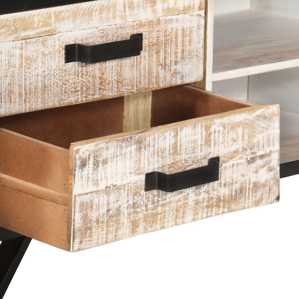 Meuble TV en Acacia Blanchi - 110 cm-Mon Meuble TV-6