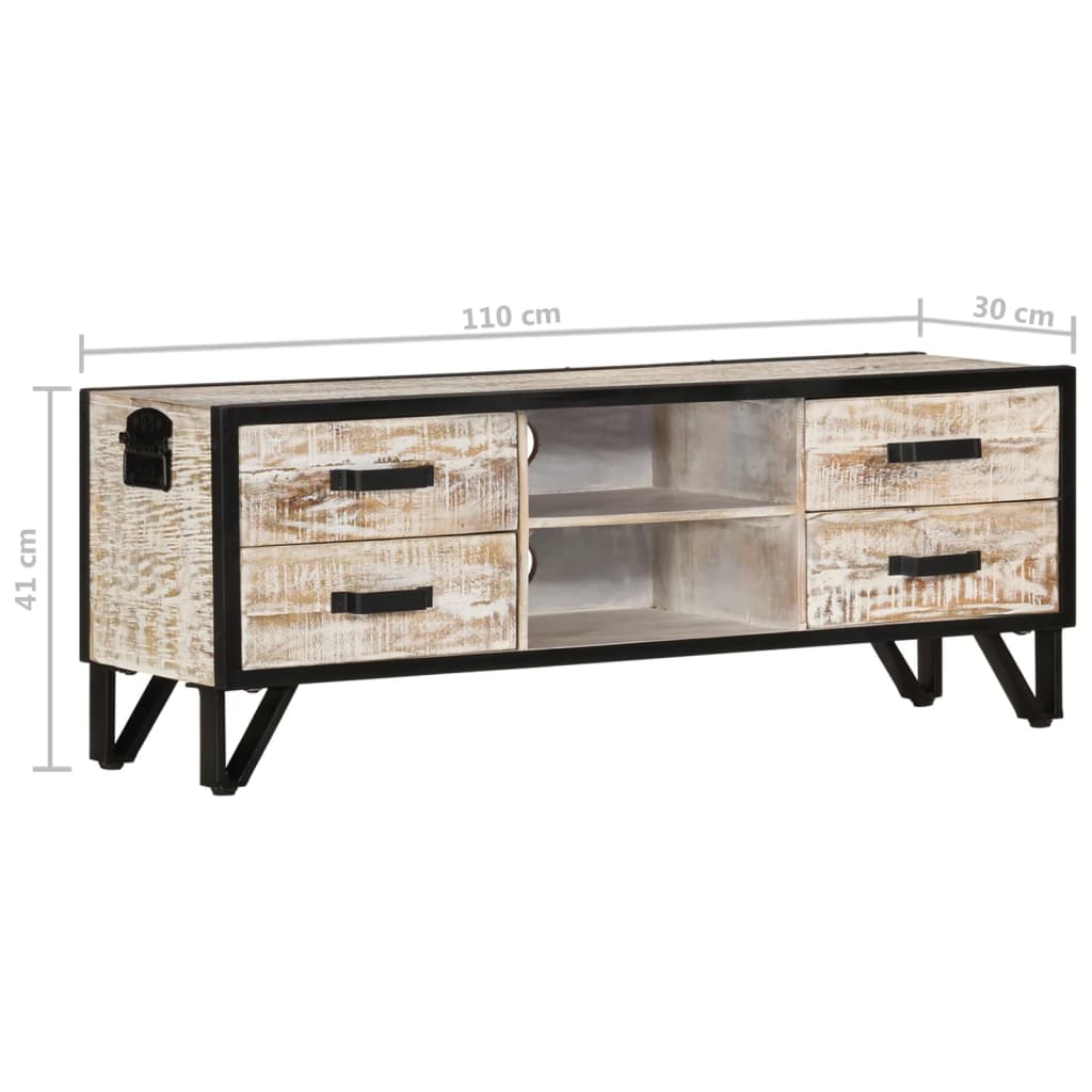 Meuble TV en Acacia Blanchi - 110 cm-Mon Meuble TV-8
