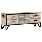 Meuble TV en Acacia Blanchi - 110 cm-Mon Meuble TV-9