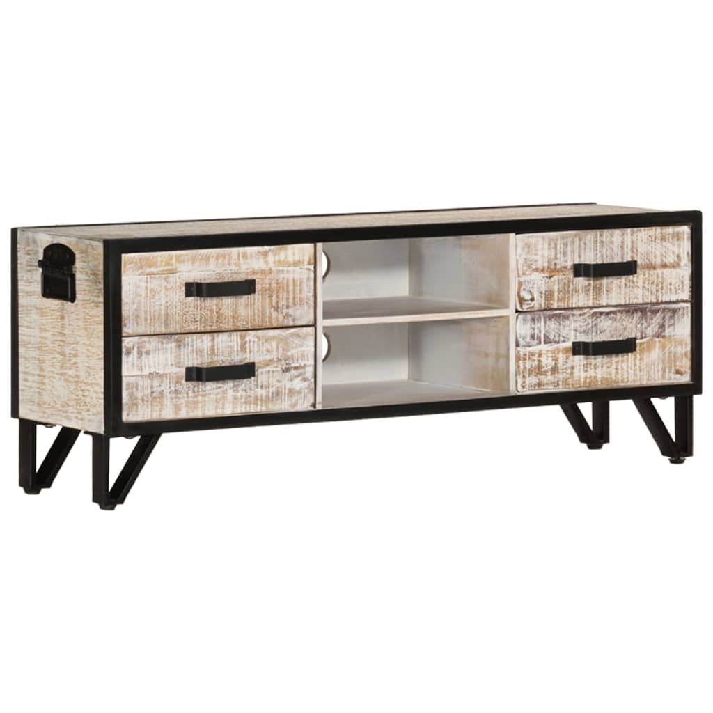 Meuble TV en Acacia Blanchi - 110 cm-Mon Meuble TV-9
