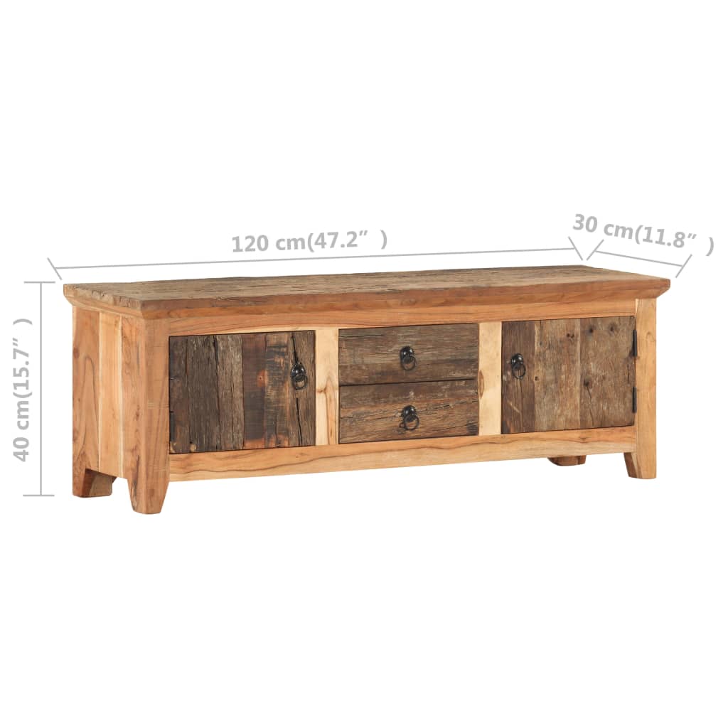 Meuble TV en Acacia et Bois de Récupération - 120 cm-Mon Meuble TV-8