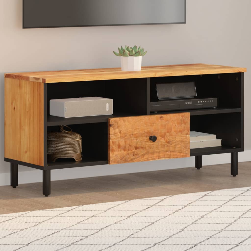 Meuble TV en Acacia et Métal - 100 cm-Mon Meuble TV-Naturel-Bois d'acacia massif-1-11