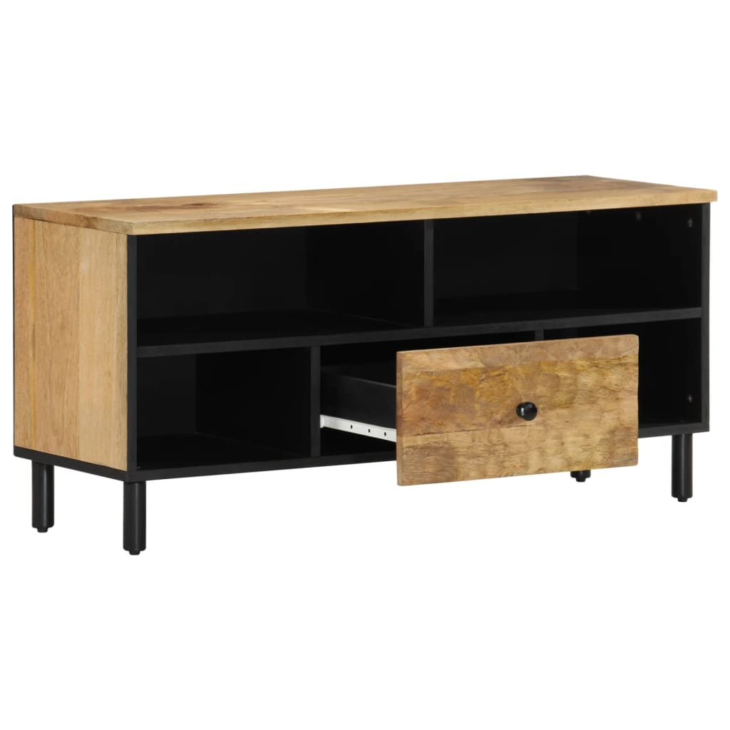 Meuble TV en Acacia et Métal - 100 cm-Mon Meuble TV-Naturel-Bois d'acacia massif-1-2