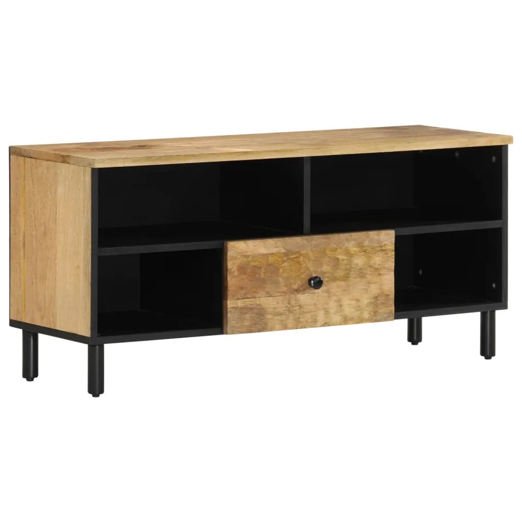 Meuble TV en Acacia et Métal - 100 cm-Mon Meuble TV-Naturel-bois de manguier massif-1-1