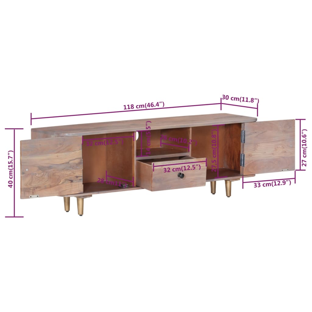 Meuble TV en Acacia et Métal - 118 cm-Mon Meuble TV-9