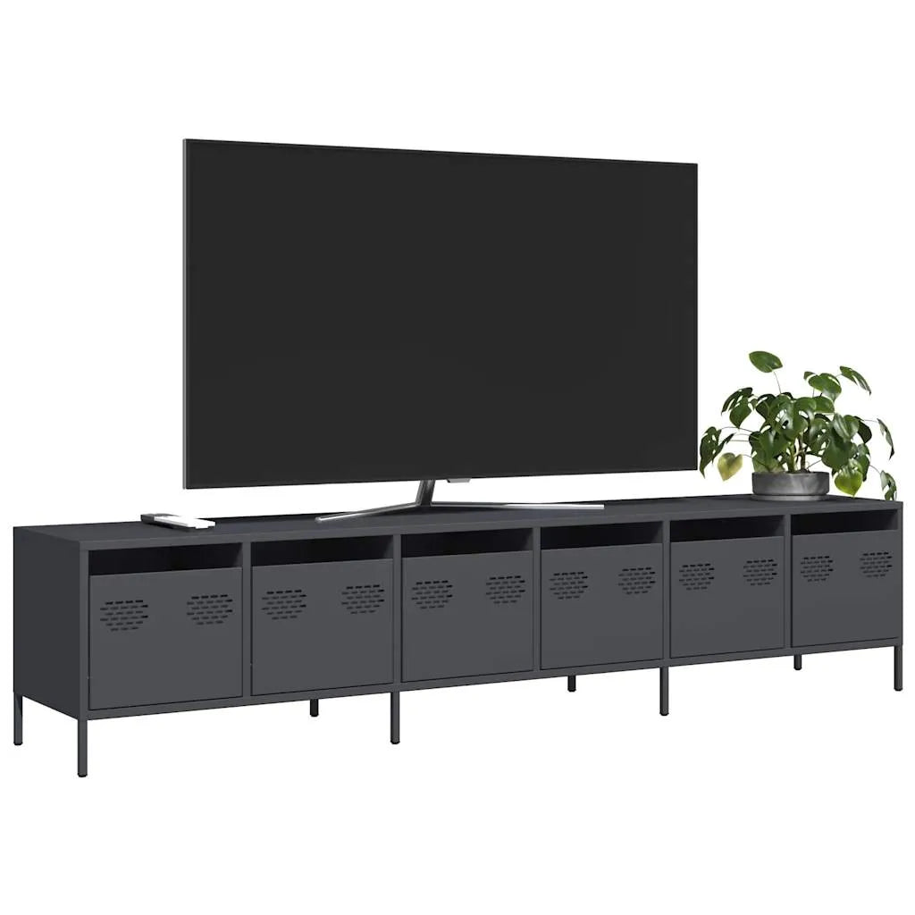 Meuble TV en Acier Blanc - 135 cm-Mon Meuble TV-Anthracite-202 cm-19