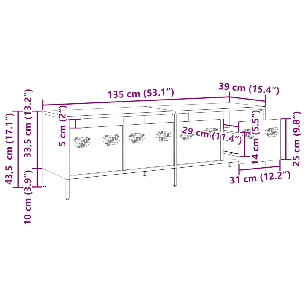 Meuble TV en Acier Blanc - 135 cm-Mon Meuble TV-Blanc-135 cm-12