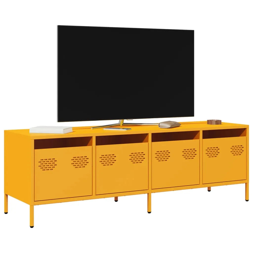 Meuble TV en Acier Blanc - 135 cm-Mon Meuble TV-Jaune moutarde-135 cm-16