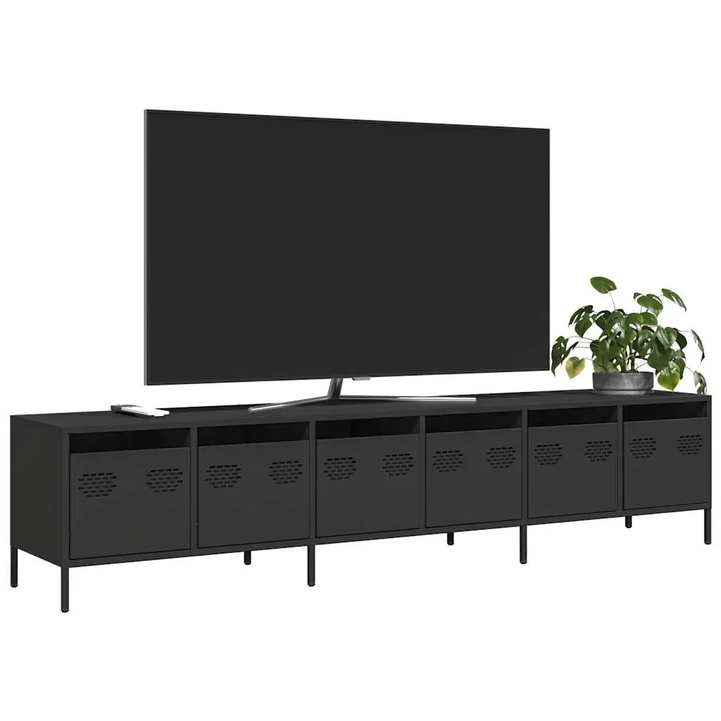 Meuble TV en Acier Blanc - 135 cm-Mon Meuble TV-Noir-202 cm-20