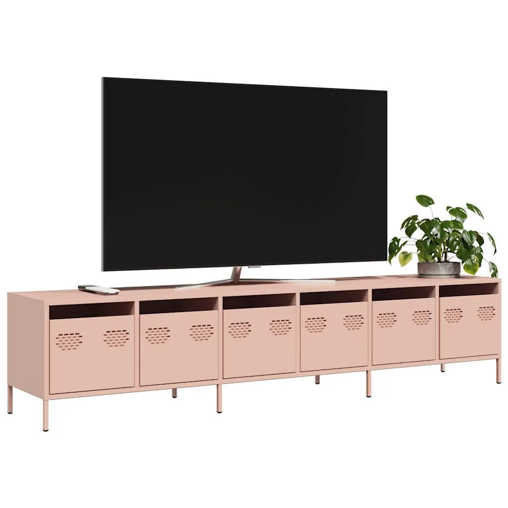 Meuble TV en Acier Blanc - 135 cm-Mon Meuble TV-Rose-202 cm-23