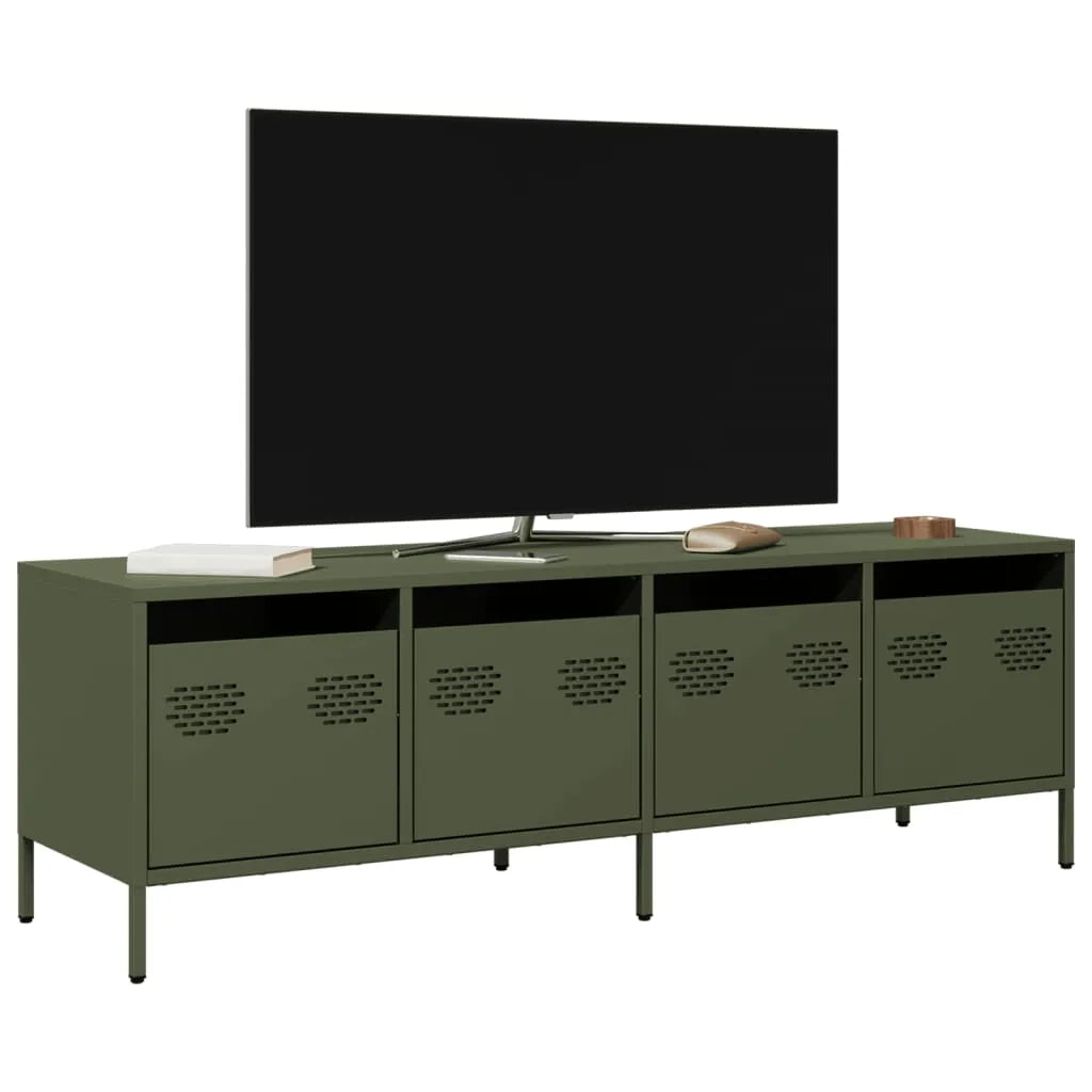 Meuble TV en Acier Blanc - 135 cm-Mon Meuble TV-Vert olive-135 cm-13