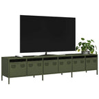Meuble TV en Acier Blanc - 135 cm-Mon Meuble TV-Vert olive-202 cm-18