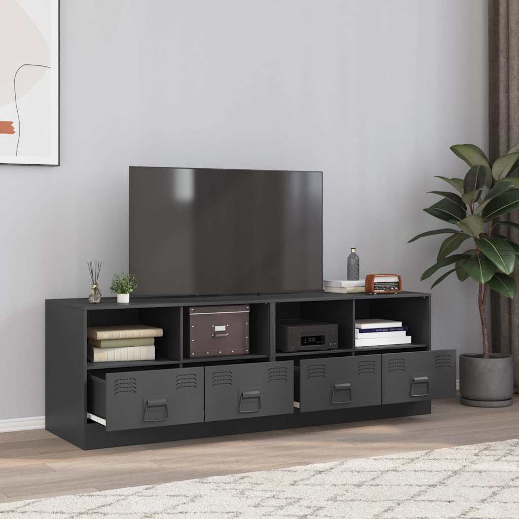 Meuble TV en Acier Couleur Blanc - 2 Pièces-Mon Meuble TV-Anthracite-2-20