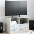 Meuble TV en Acier Couleur Blanc - 2 Pièces-Mon Meuble TV-Blanc-1-17