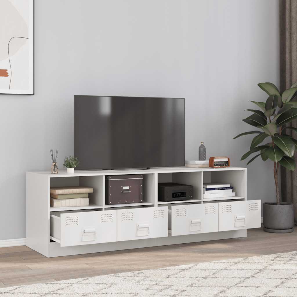 Meuble TV en Acier Couleur Blanc - 2 Pièces-Mon Meuble TV-Blanc-2-1