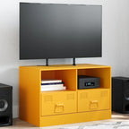Meuble TV en Acier Couleur Blanc - 2 Pièces-Mon Meuble TV-jaune moutarde-1-14