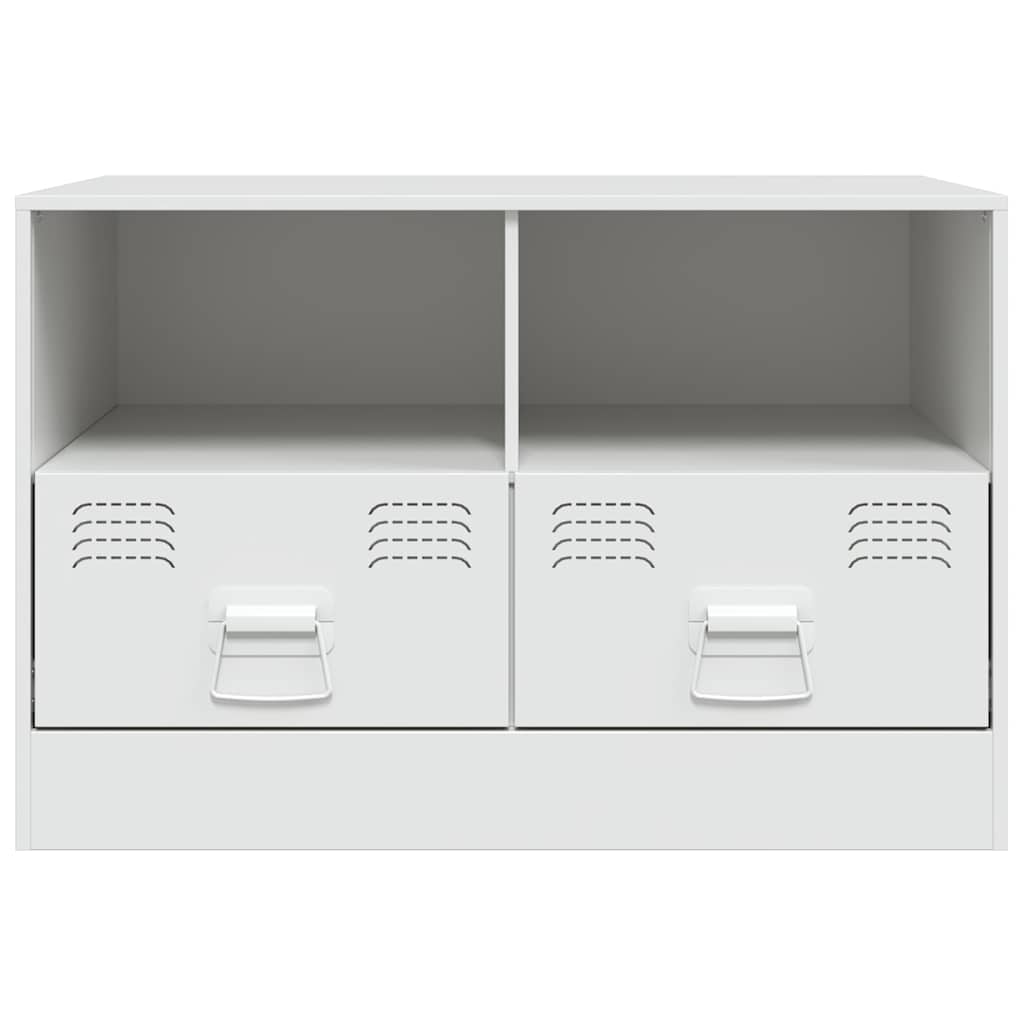 Meuble TV en Acier Couleur Blanc - 2 Pièces-Mon Meuble TV-Noir-1-5