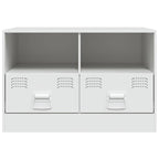 Meuble TV en Acier Couleur Blanc - 2 Pièces-Mon Meuble TV-Noir-1-5