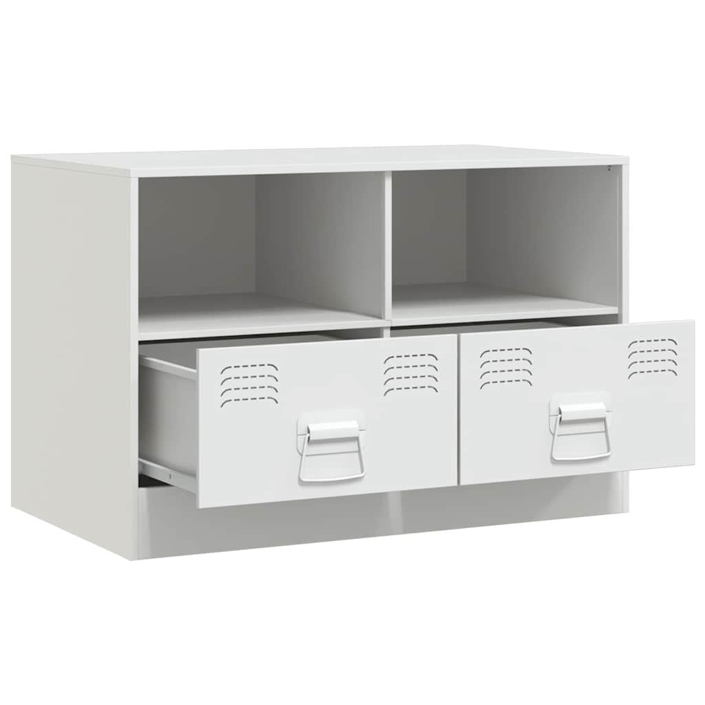 Meuble TV en Acier Couleur Blanc - 2 Pièces-Mon Meuble TV-Noir-1-6