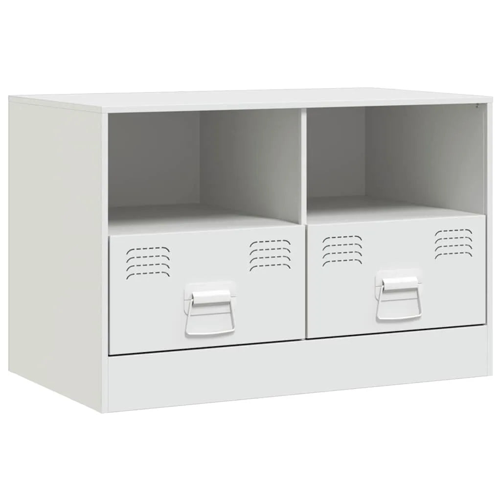 Meuble TV en Acier Couleur Blanc - 2 Pièces-Mon Meuble TV-Noir-1-7