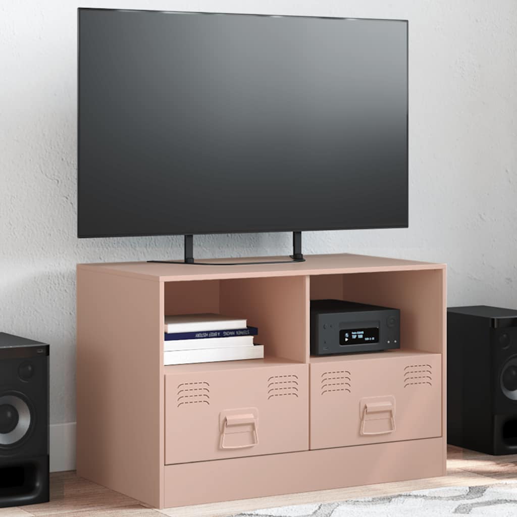 Meuble TV en Acier Couleur Blanc - 2 Pièces-Mon Meuble TV-Rose-1-16