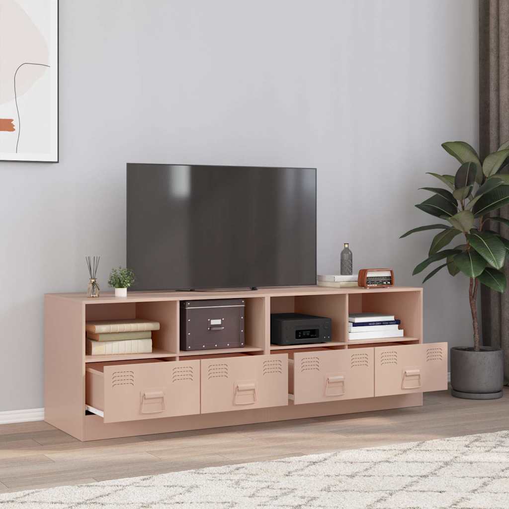 Meuble TV en Acier Couleur Blanc - 2 Pièces-Mon Meuble TV-Rose-2-21