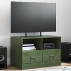 Meuble TV en Acier Couleur Blanc - 2 Pièces-Mon Meuble TV-Vert olive-1-15
