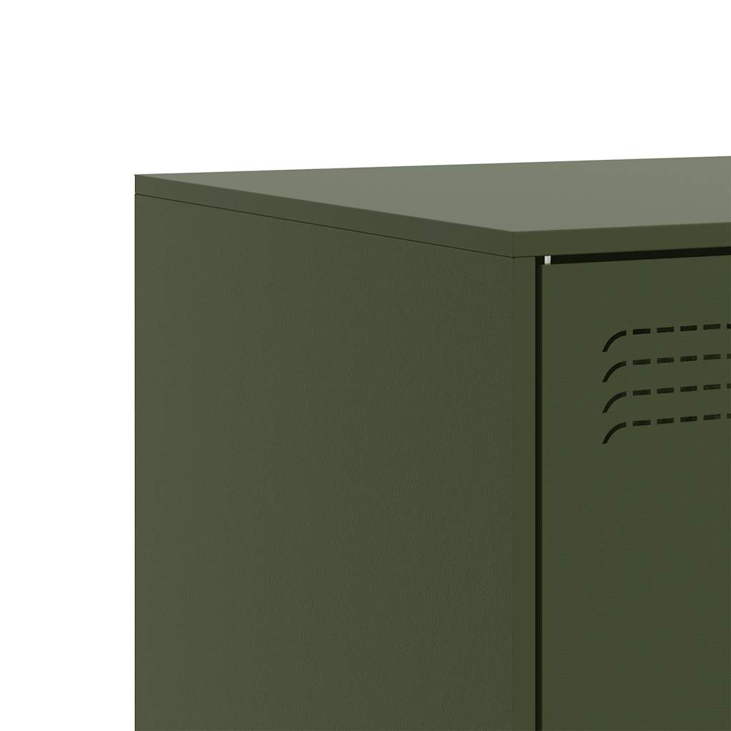 Meuble TV en Acier Design Vert Olive - 67 cm-Mon Meuble TV-Anthracite-1-10
