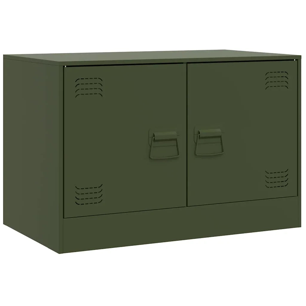 Meuble TV en Acier Design Vert Olive - 67 cm-Mon Meuble TV-Anthracite-1-2