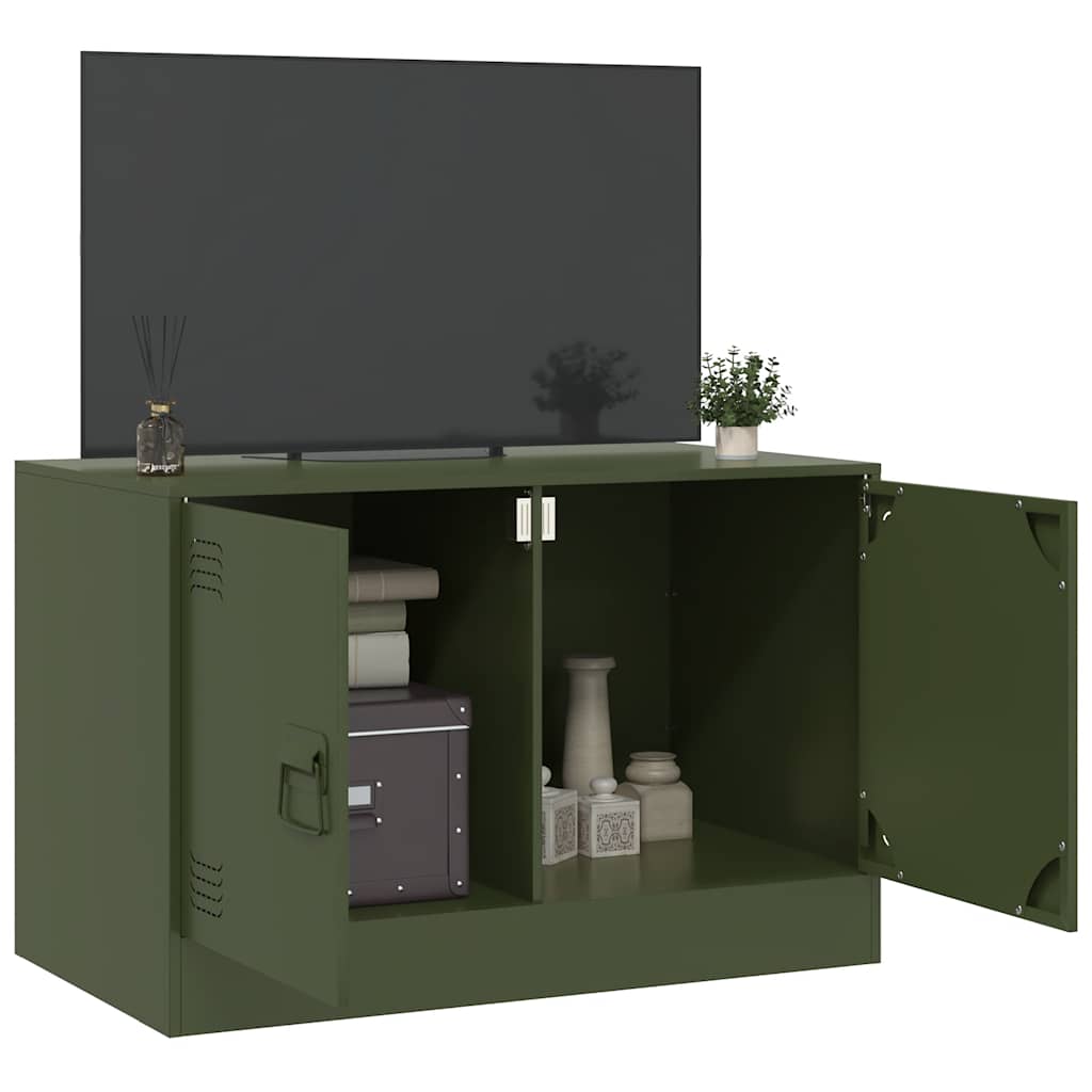 Meuble TV en Acier Design Vert Olive - 67 cm-Mon Meuble TV-Anthracite-1-4