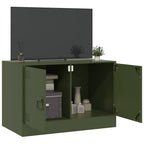 Meuble TV en Acier Design Vert Olive - 67 cm-Mon Meuble TV-Anthracite-1-4