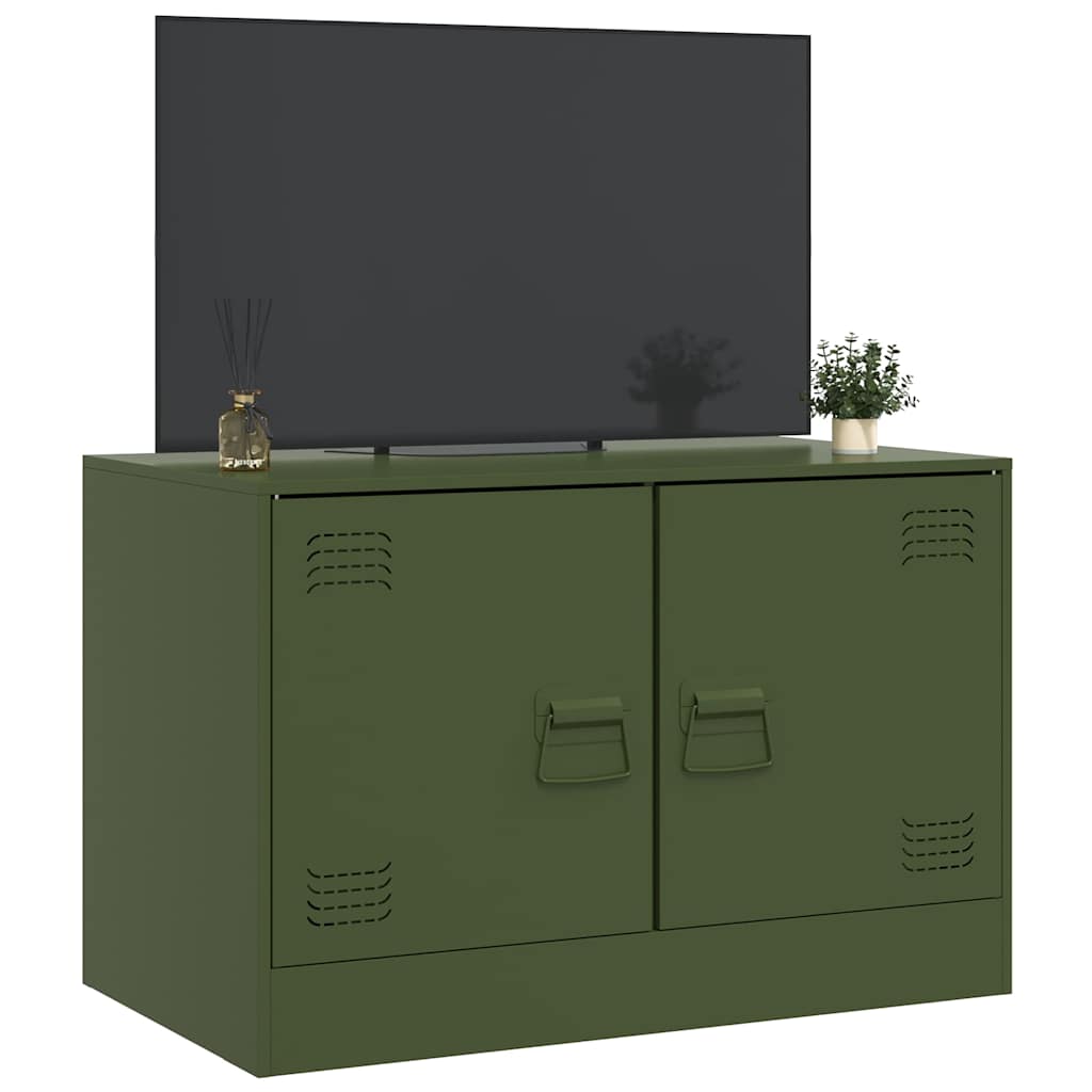 Meuble TV en Acier Design Vert Olive - 67 cm-Mon Meuble TV-Anthracite-1-5