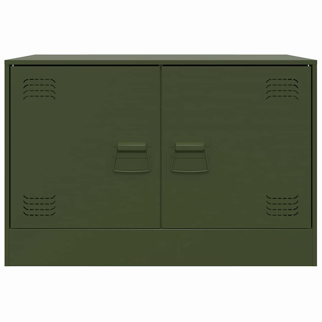 Meuble TV en Acier Design Vert Olive - 67 cm-Mon Meuble TV-Anthracite-1-6