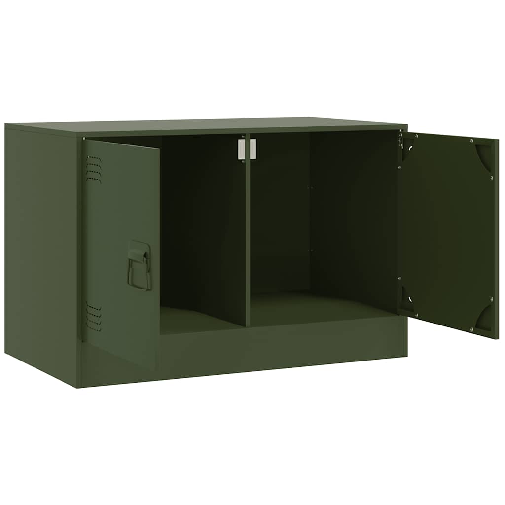 Meuble TV en Acier Design Vert Olive - 67 cm-Mon Meuble TV-Anthracite-1-7