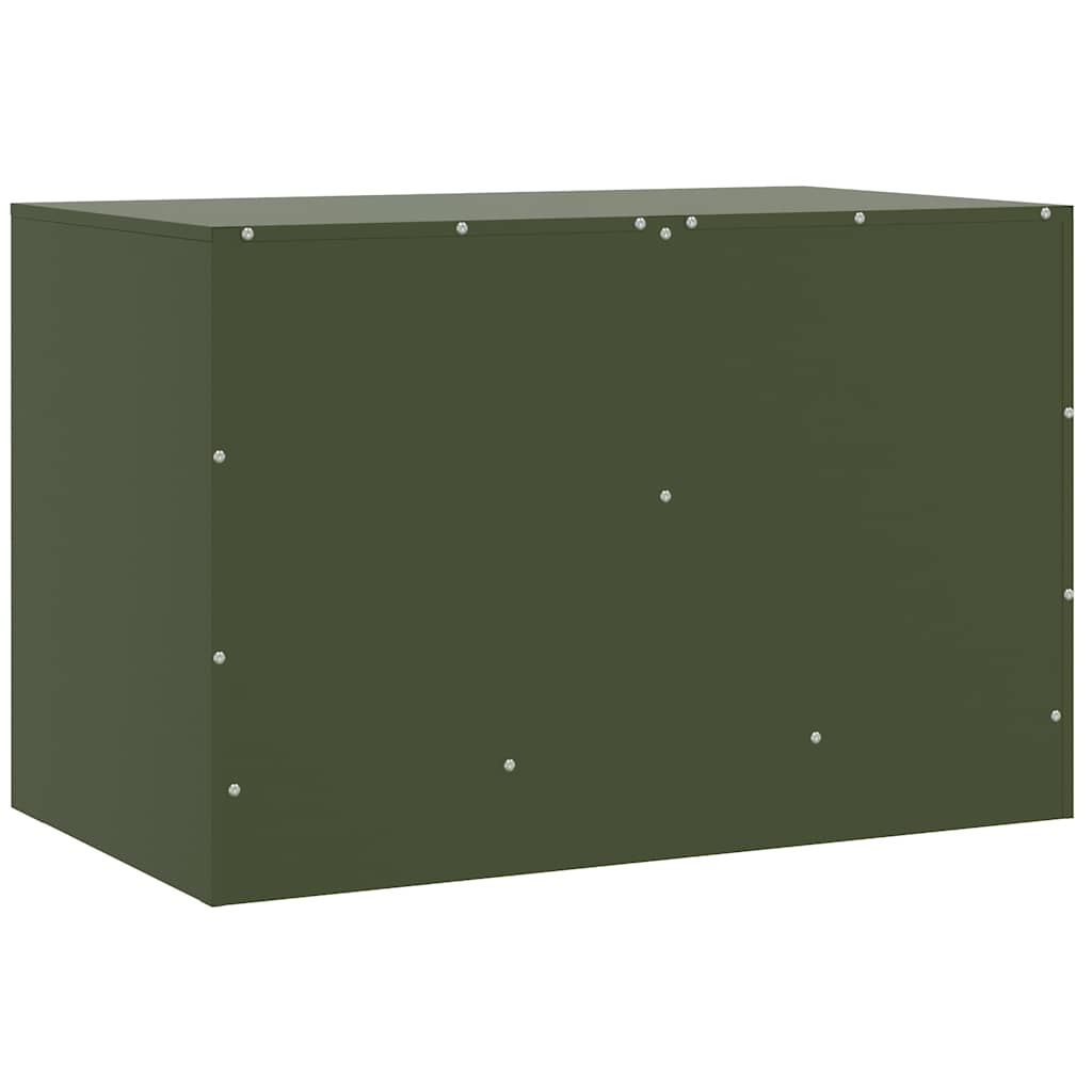 Meuble TV en Acier Design Vert Olive - 67 cm-Mon Meuble TV-Anthracite-1-9