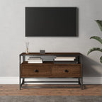 Meuble TV en Acier et Bois Gris - 100 cm-Mon Meuble TV-Chêne marron-80 cm-11