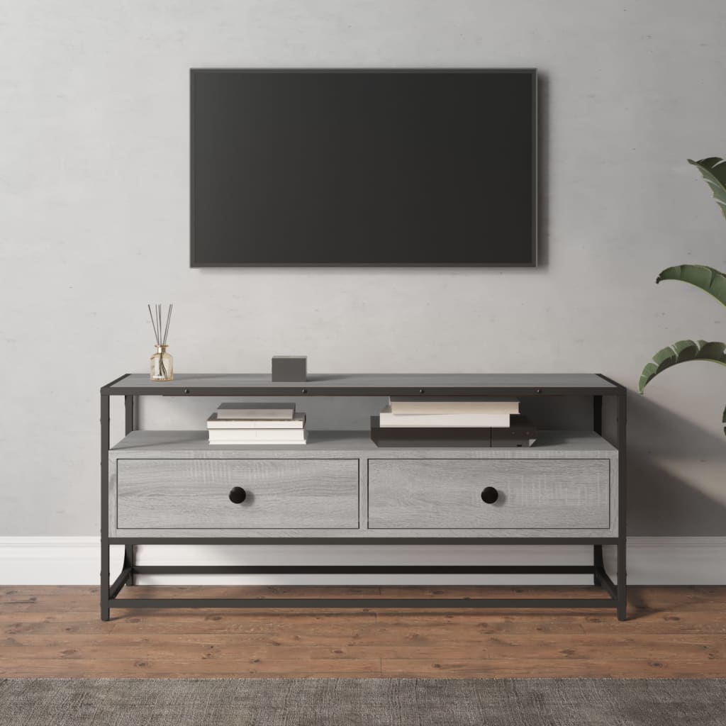 Meuble TV en Acier et Bois Gris - 100 cm-Mon Meuble TV-Sonoma gris-100 cm-2