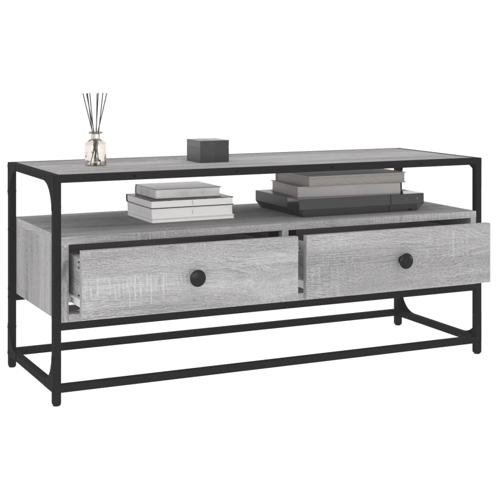 Meuble TV en Acier et Bois Gris - 100 cm-Mon Meuble TV-Sonoma gris-100 cm-4